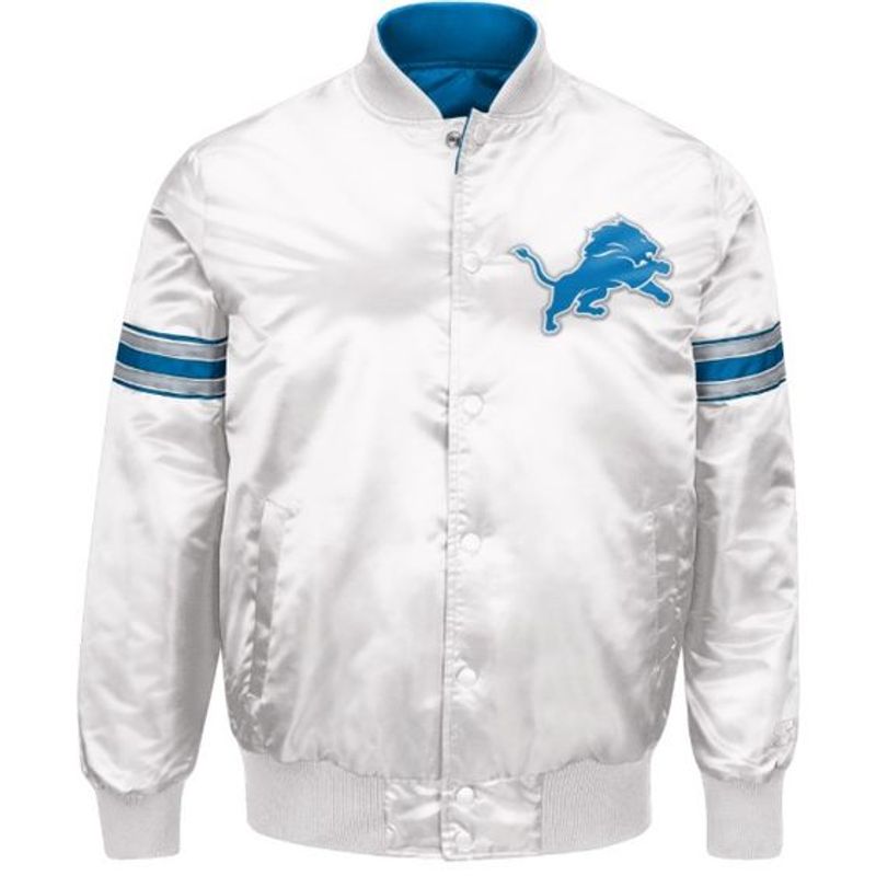 Detroit Lion White Satin Varsity Jacket