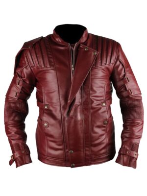 Men's Maroon Leather Galaxy Guardians Biker Jacket