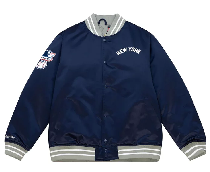 New York Yankees Navy Blue Satin Varsity Jacket