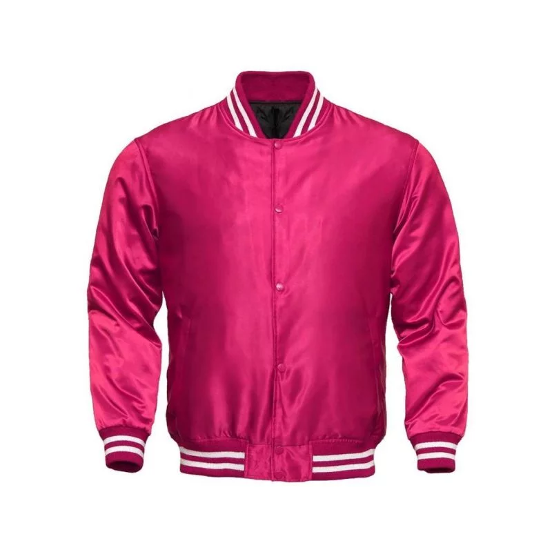 Pink Satin Varsity Jacket