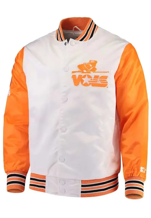 Tennessee Volunteers The Rookie White and Orange Satin Jacket