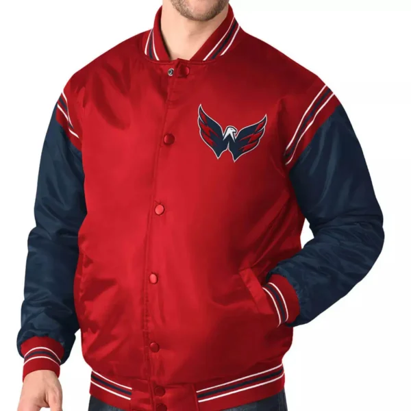 Washington Capitals Red&Navy Satin Varsity Jacket