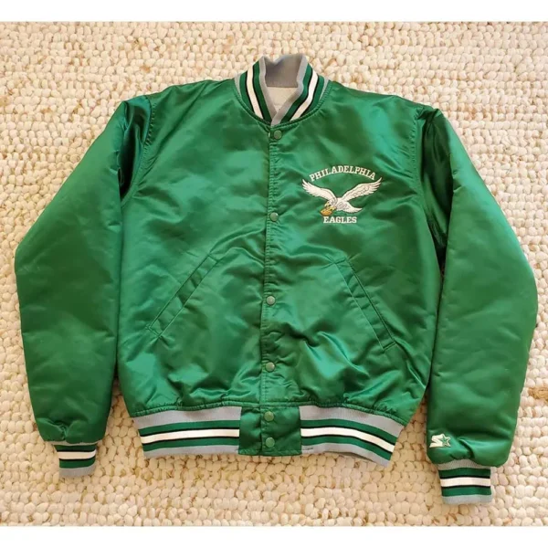 80’s Philadelphia Eagles Bomber Green Satin Jacket