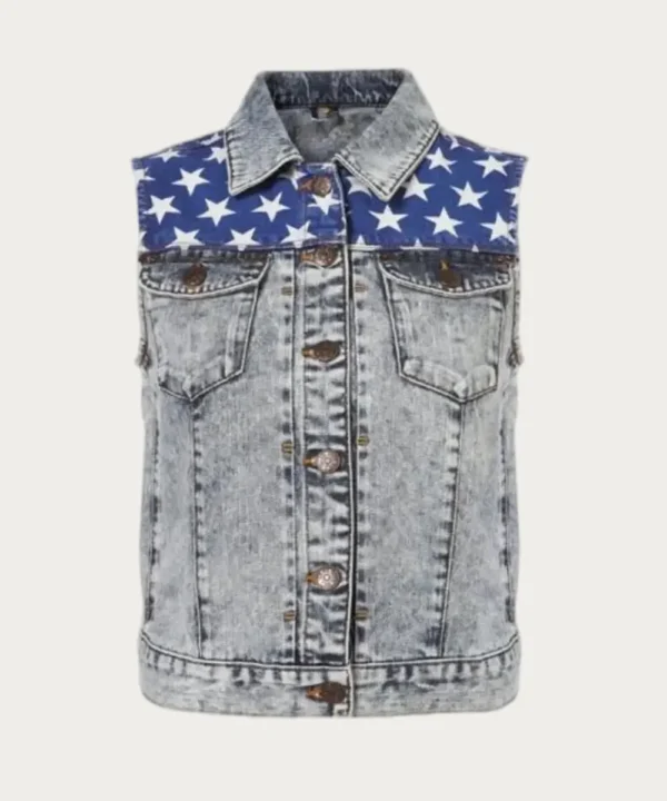 American Flag Biker Denim Vest