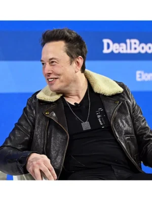 Elon Musk Shearling Black Leather Jacket