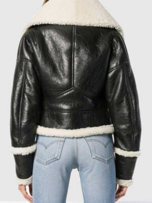 Women’s Wide Cropped Black Leather Jacket