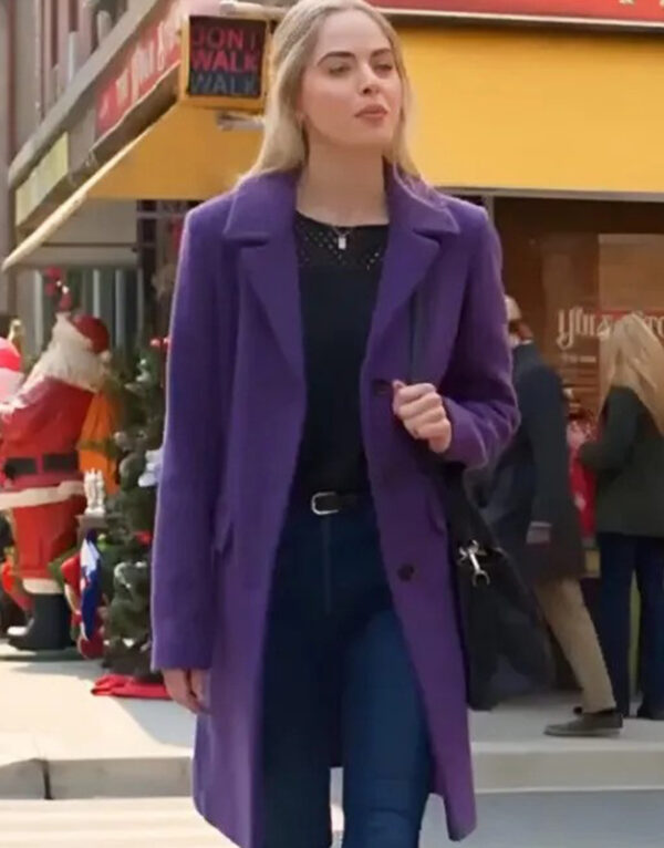 Lana Lawton Film Dial S For Santa 2023 Sarah Dugdale Purple Coat