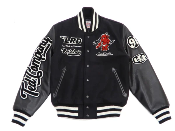 Tedman Black Wool And Leather Men’s Varsity Jacket 2024