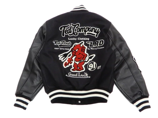 Tedman Black Wool And Leather Men’s Varsity Jacket