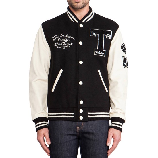 True Religion Black Varsity Letterman Jacket