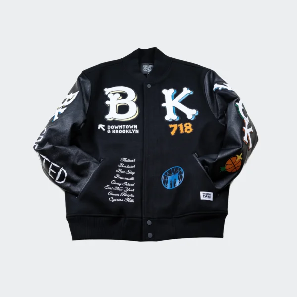 Wedding Cake Brooklyn Black Wool Varsity Jacket