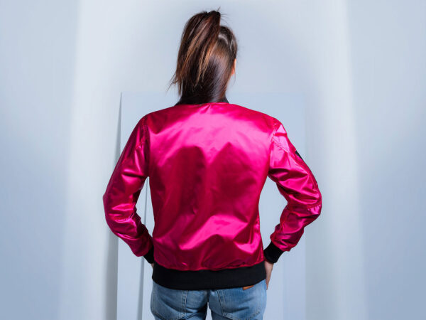 Women’s Warrior Pink Satin Varsity Jacket 2024