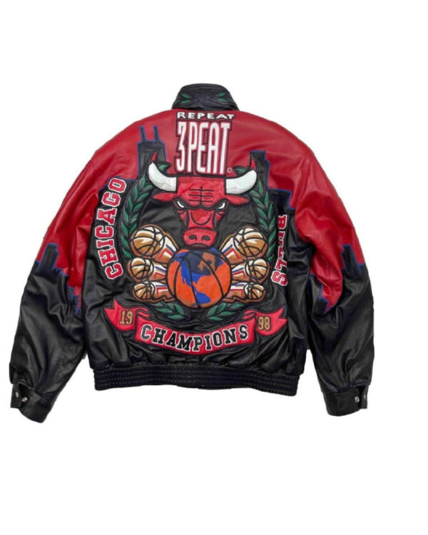 3 Peat Chicago Bulls Leather Jacket 2024