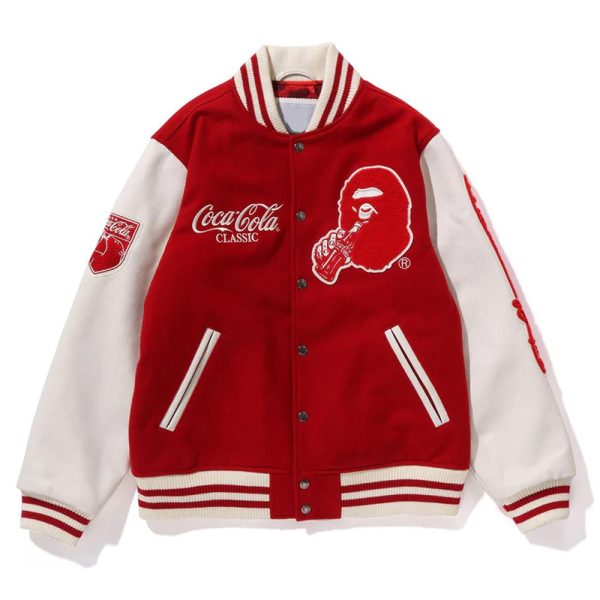 Coca Cola Red And White Wool Varsity Jacket