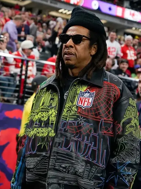 Jay-z Super Bowl 2024 Las Vegas Print Leather Jacket