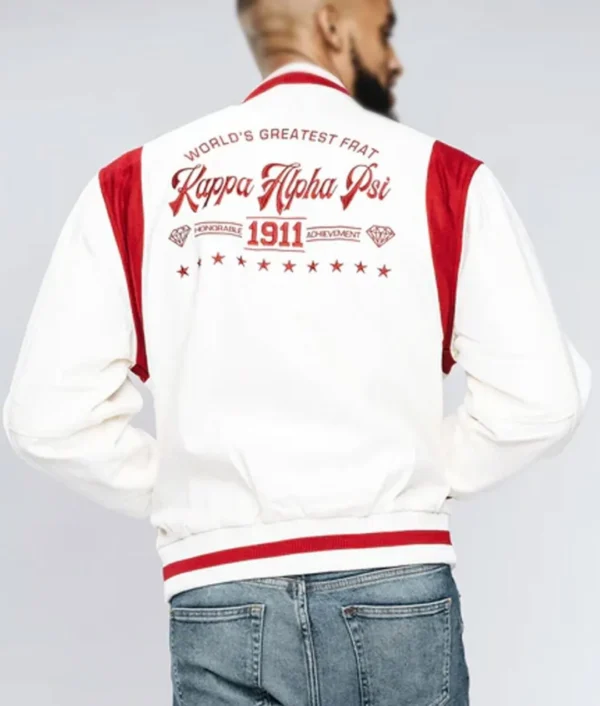 Kappa Alpha Psi World’s Greatest Frat Varsity White Wool Jacket 2024