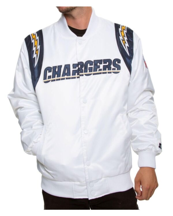 Men’s Chargers White Satin Jacket