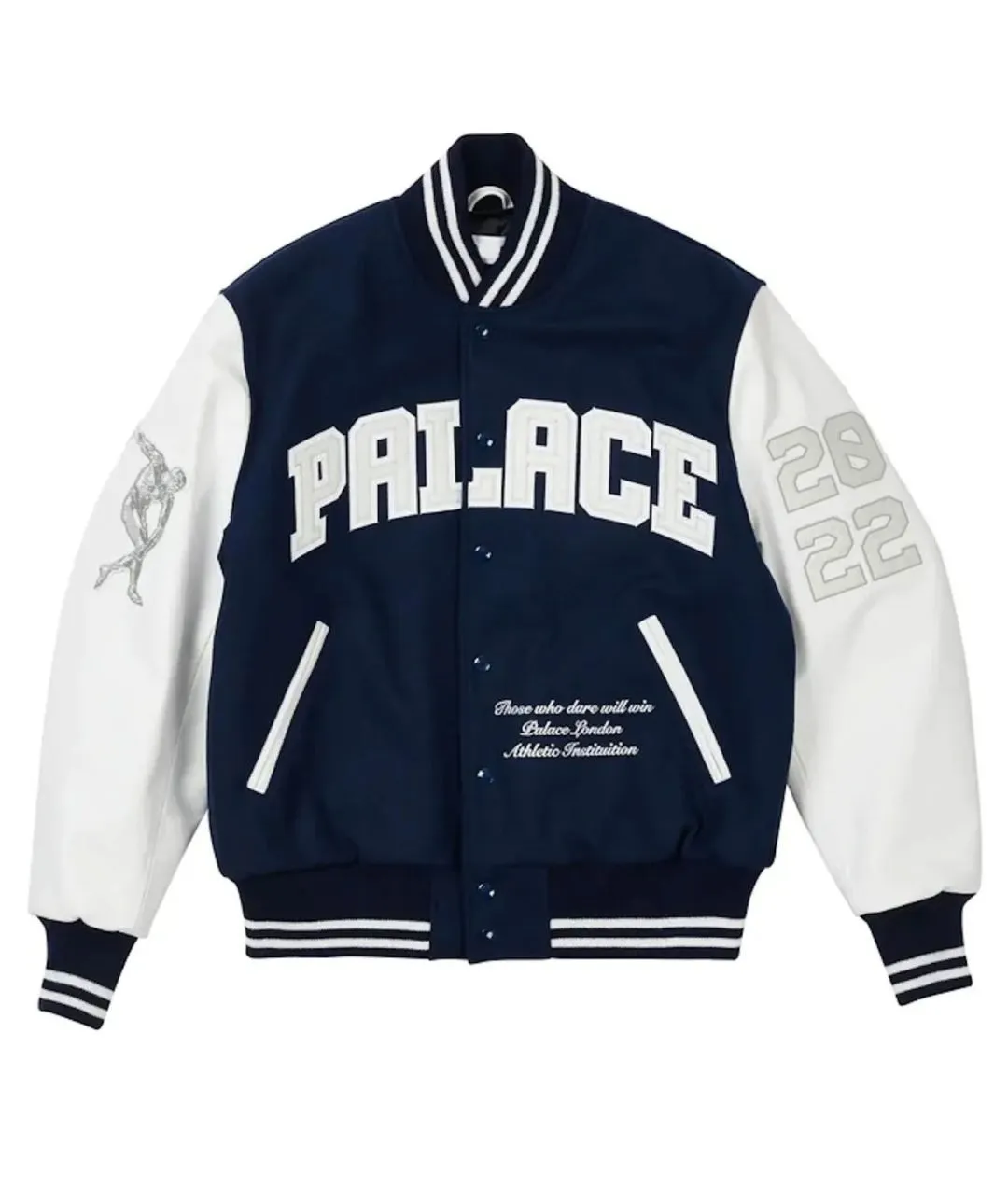 Palace Greek Navy Blue And White Varsity Jacket