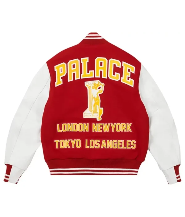 Palace Greek Red And White Wool Varsity Jacket 2024