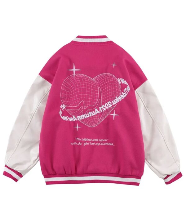 Tideeku Pink And White Wool Shine Letterman Jacket 2024