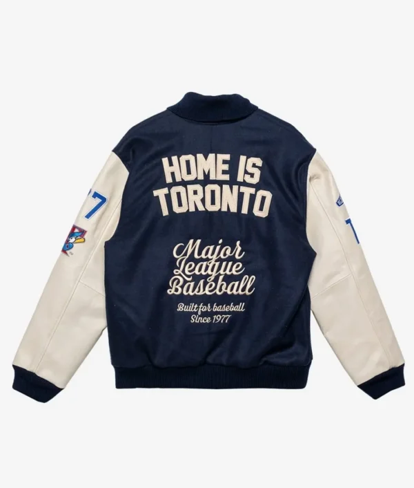 Toronto Blue Jays Patch Navy And Cream Letterman Jacket 2024