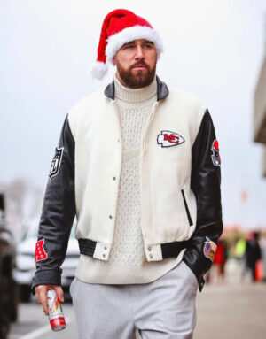 Travis Kelce Chiefs White Varsity Jacket