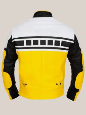 Yellow And White Biker Jacket 2024