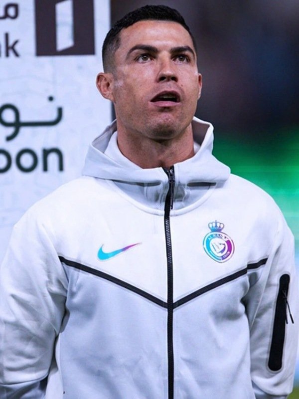 Al Nassr Tech Cristiano Ronaldo White Hooded Jacket