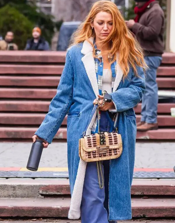 It Ends With Us Blake Lively Denim Shearling Coat
