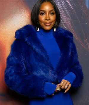 Mea Culpa Cropped Blue Fur Jacket