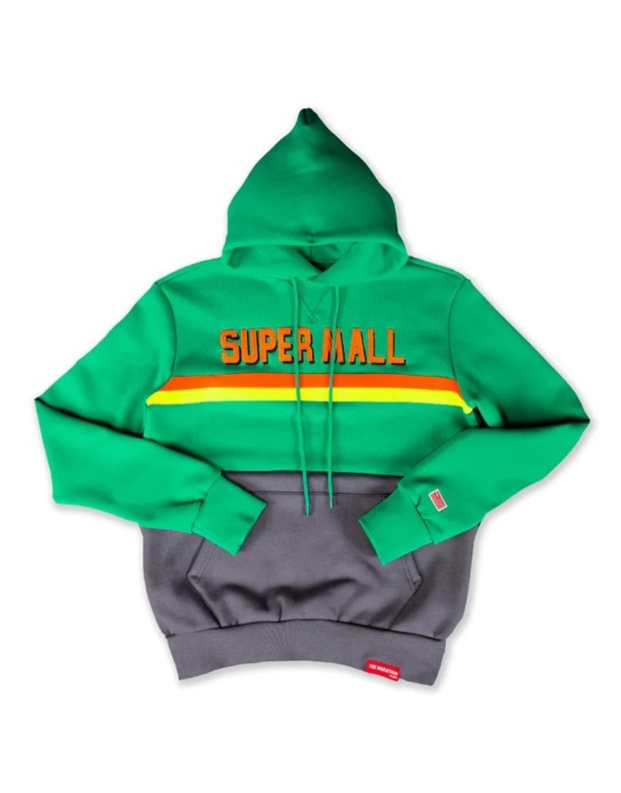 Super Mall Green And Grey Hoodie