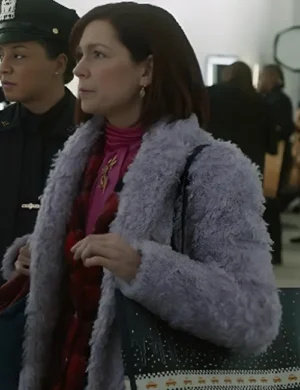 Carrie Preston Elsbeth 2024 Purple Shearling Coat