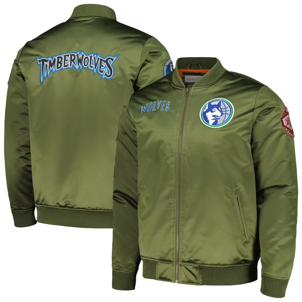 Mitchell & Ness Olive Minnesota Timberwolves Hardwood Retro Jacket