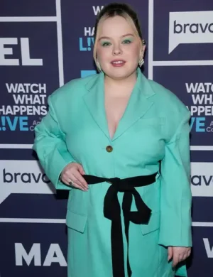 Nicola Coughlan In NY Sea Green Coat 2024