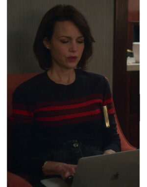 The Girls On The Bus 2024 Carla Gugino Striped Sweater