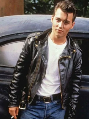 Johnny Depp Cry Baby Black Leather Jacket
