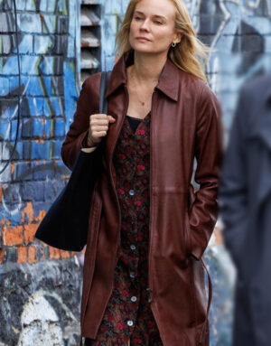 Longing 2024 Diane Kruger Leather Coat