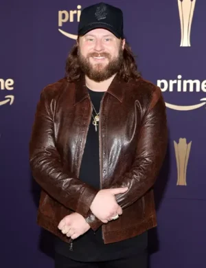 Nate Smith ACM Awards 2024 Brown Leather Jacket