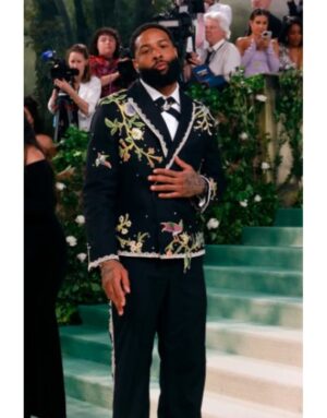 Odell Beckham Jr Met Gala 2024 Black Floral Blazer