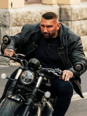 Dave Bautista My Spy The Eternal City 2024 Black Leather Jacket