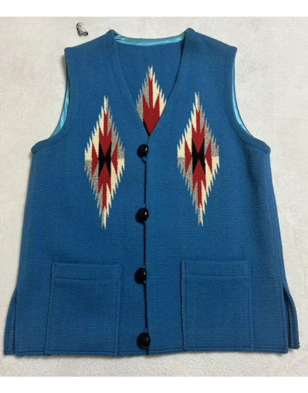 Trigger Warning Jessica Alba Blue Aztec Vest