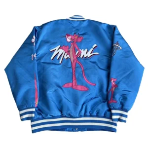 1963 Pink Panther Miami Full-Snap Blue Varsity Satin Jacket