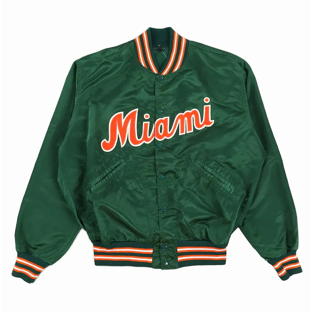 Miami Hurricanes 80’s Green Satin Jacket