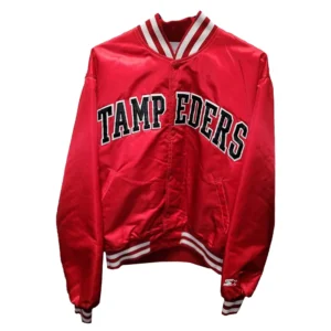 90’s Calgary Stampeders Bomber Full-Snap Red Satin Jacket