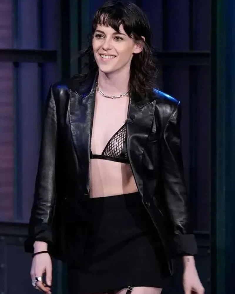 Kristen Stewart Love Lies Bleeding Movie Event 2024 Black Leather Blazer