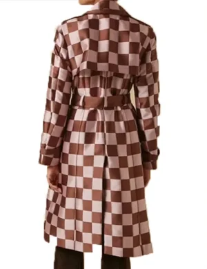 Lily Collins Emily In Paris S04 Pink Brown Checkered Coat