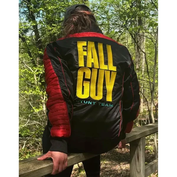 The Fall Guy Stunt Team Padded Full-Zip Black Satin Jacket