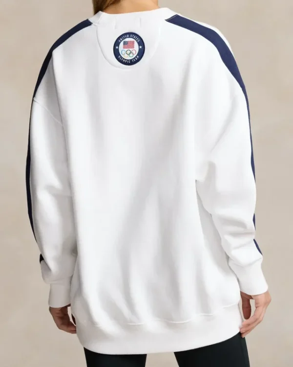 Polo Ralph Lauren U.S. Olympic Team American Flag Team USA Oversize Crewneck White Sweatshirt