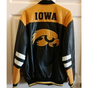 Black Iowa Hawkeyes Varsity Leather Jacket