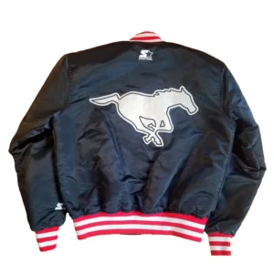 Black 80’s Calgary Stampeders Full-Snap Satin Jacket